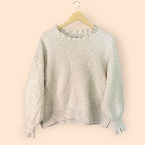 Madewell Cream Ruffle Neck Sweater
